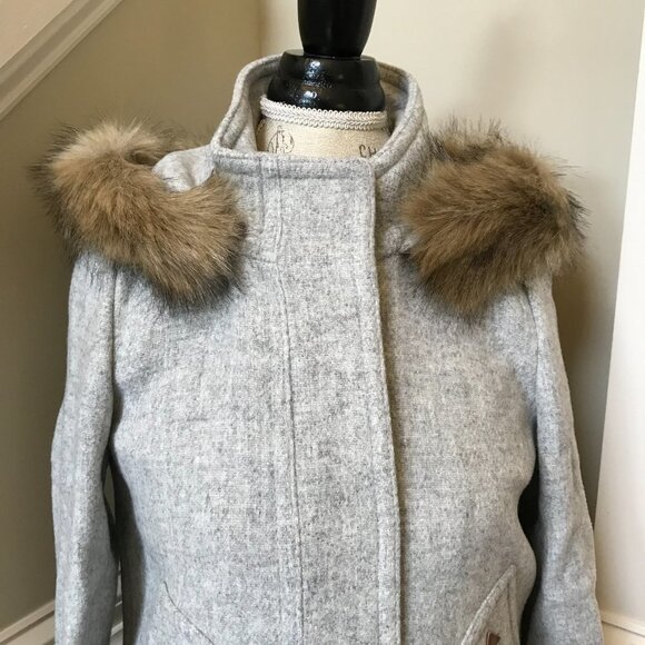 NWOT JCrew Chateau Parka Jacket Coat Womens 6 Gray Hooded Stadium Cloth BM948 - Picture 7 of 13